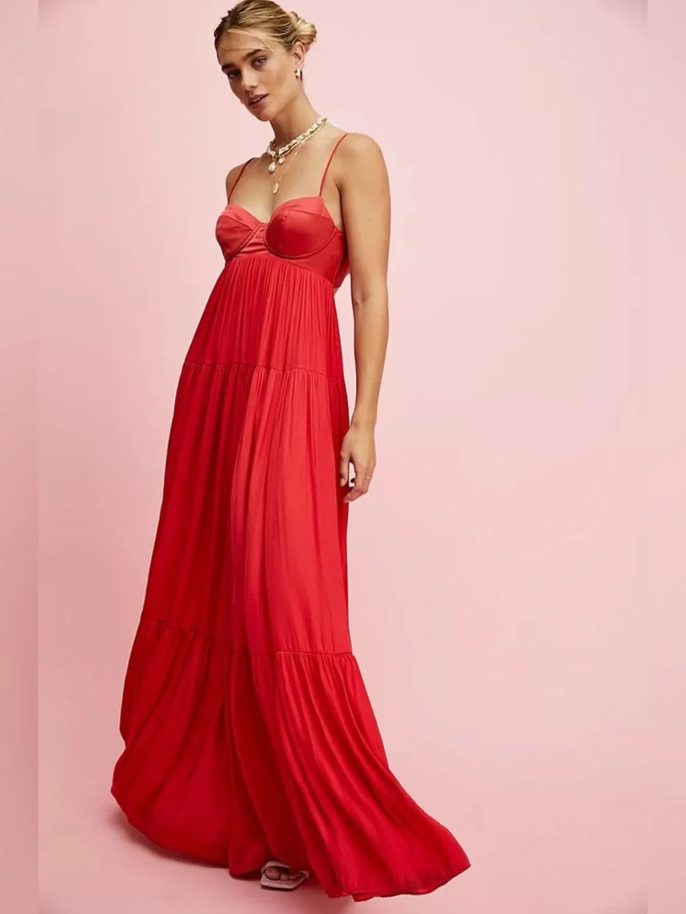 Free People Red Freya bustier Maxi Dress - Picture 2 of 9